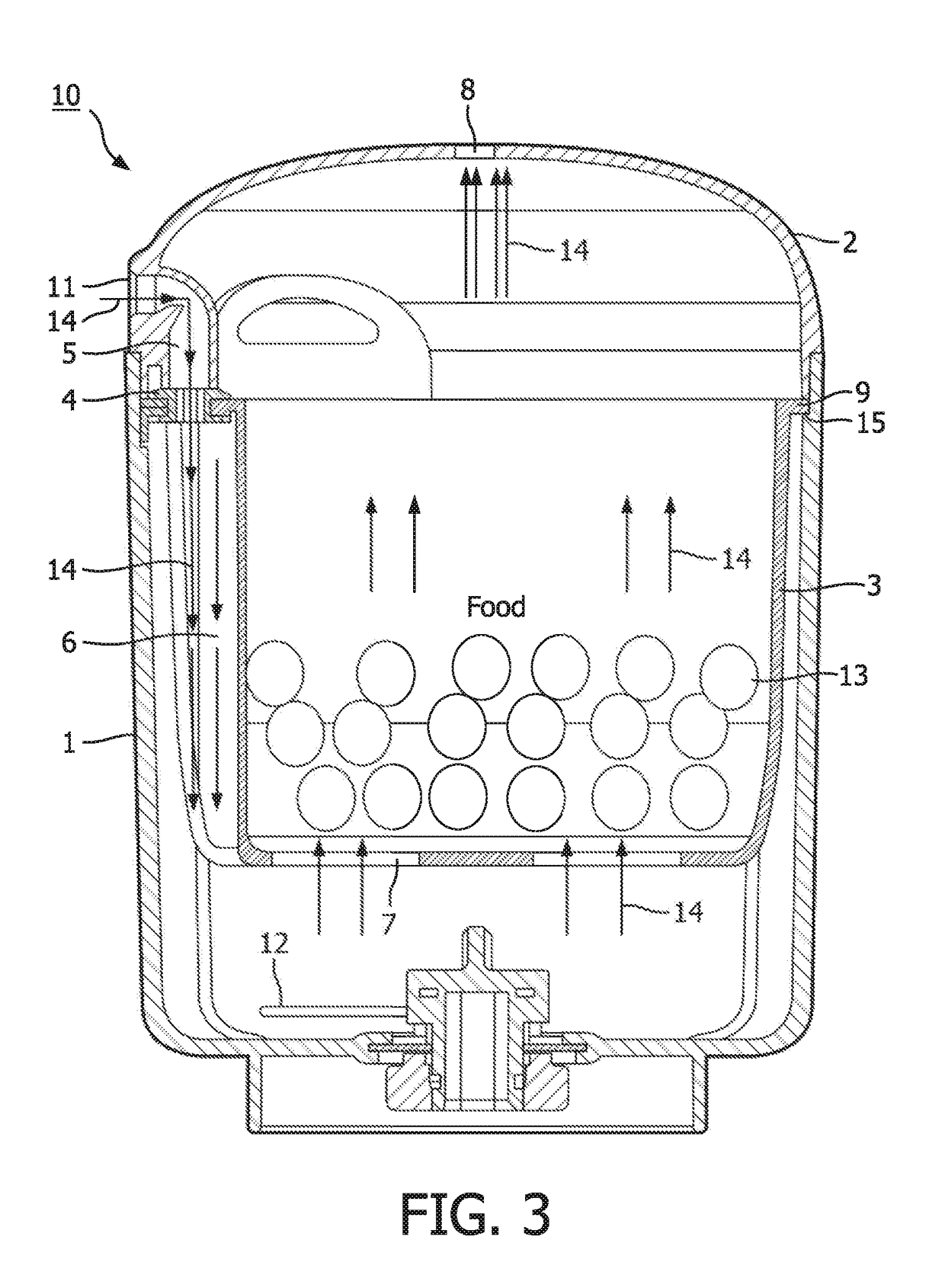 Food processor with improved steam channel structure