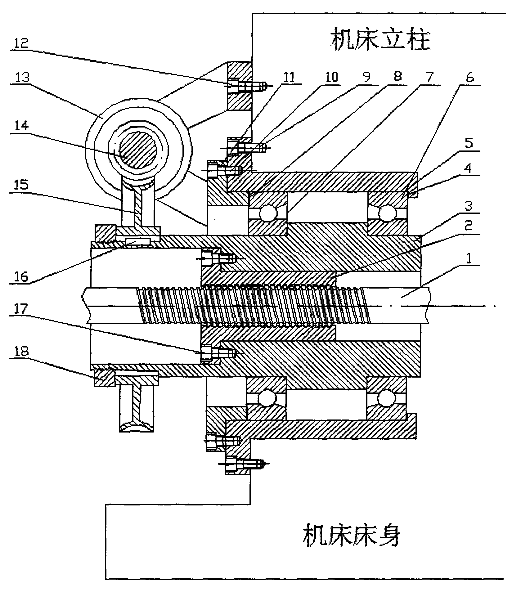 Thermal error differential screw compensating device and using method thereof