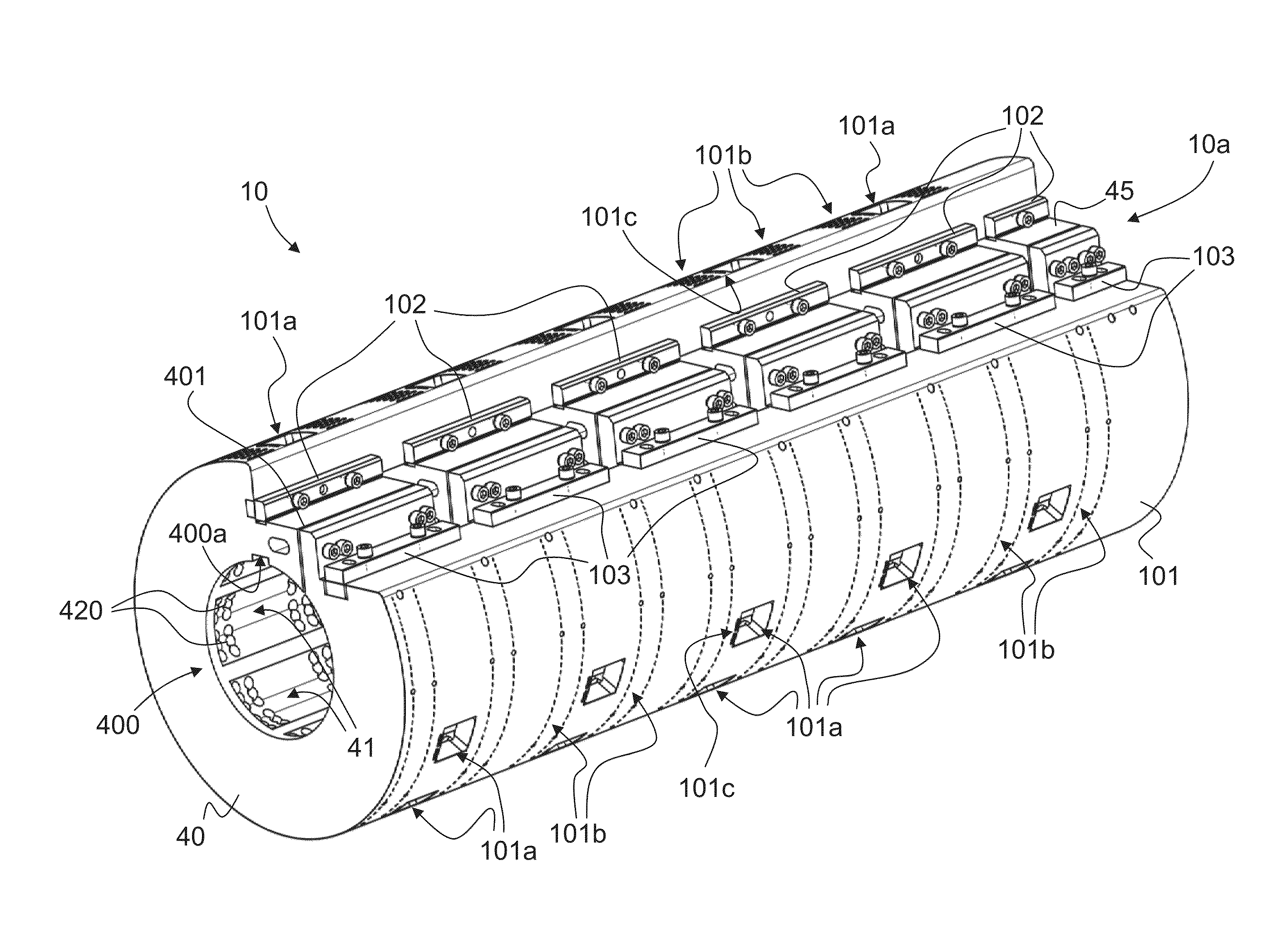 Cylinder body for orienting magnetic flakes contained in an ink or varnish vehicle applied on a sheet-like or web-like substrate