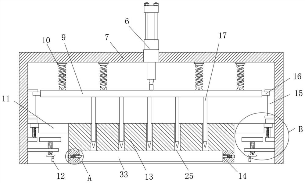 Embossing device and process for producing paper surface gypsum embossed acoustic board