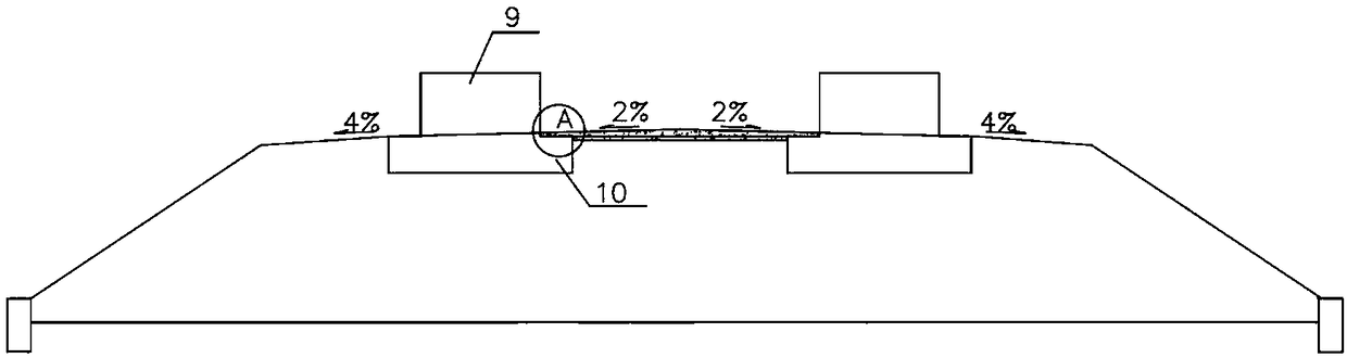 A line-to-line drainage structure of a low-lying structure section of a maglev rail transit