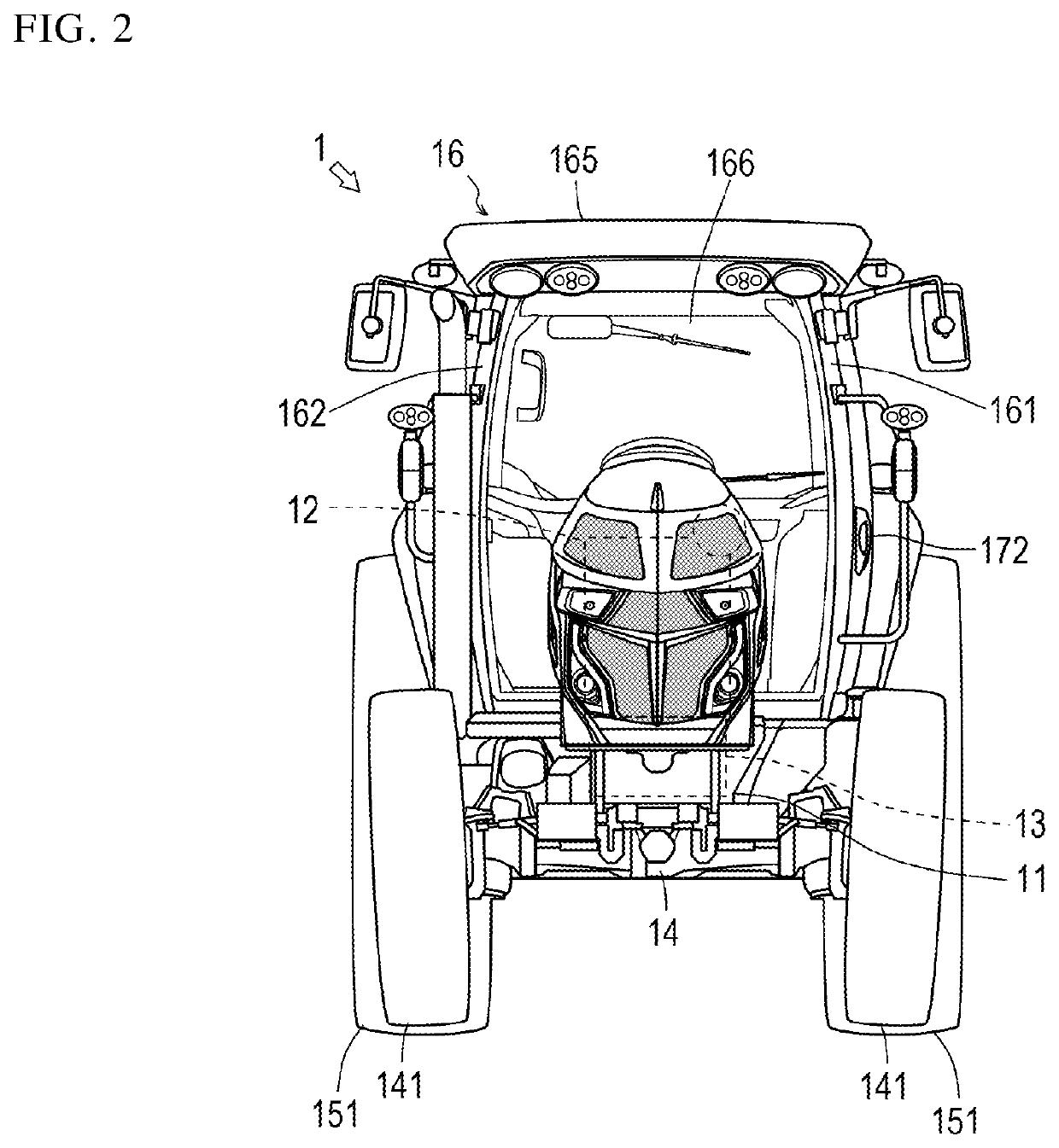 Work vehicle with rear pillar lamp