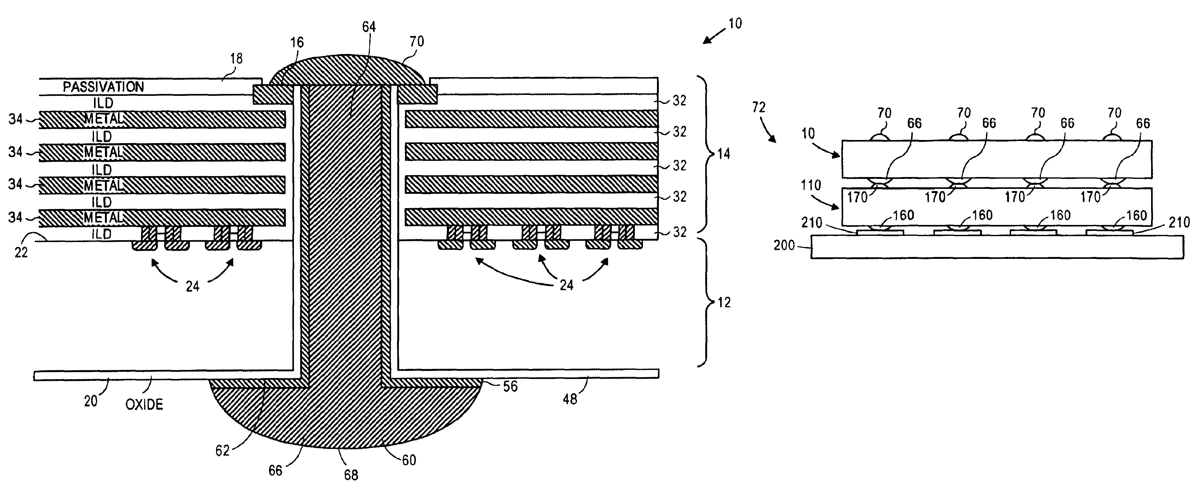 Integrated circuit die and an electronic assembly having a three-dimensional interconnection scheme