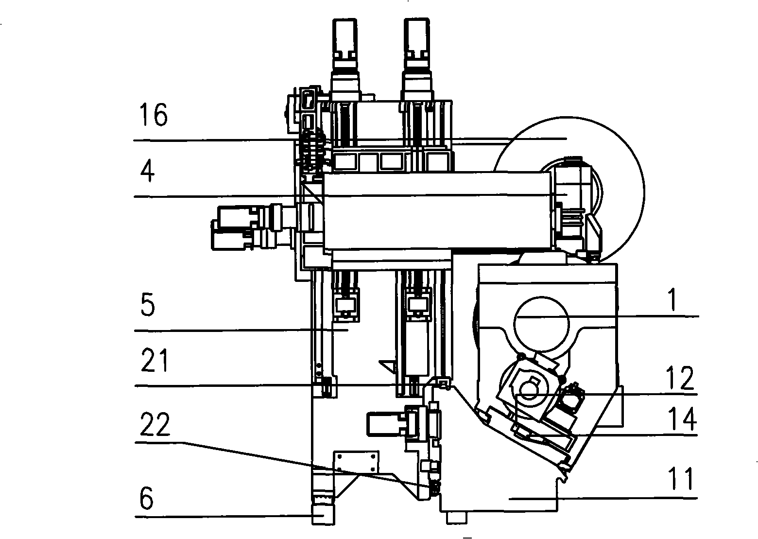 Integral structure of a turn-milling complex machining center