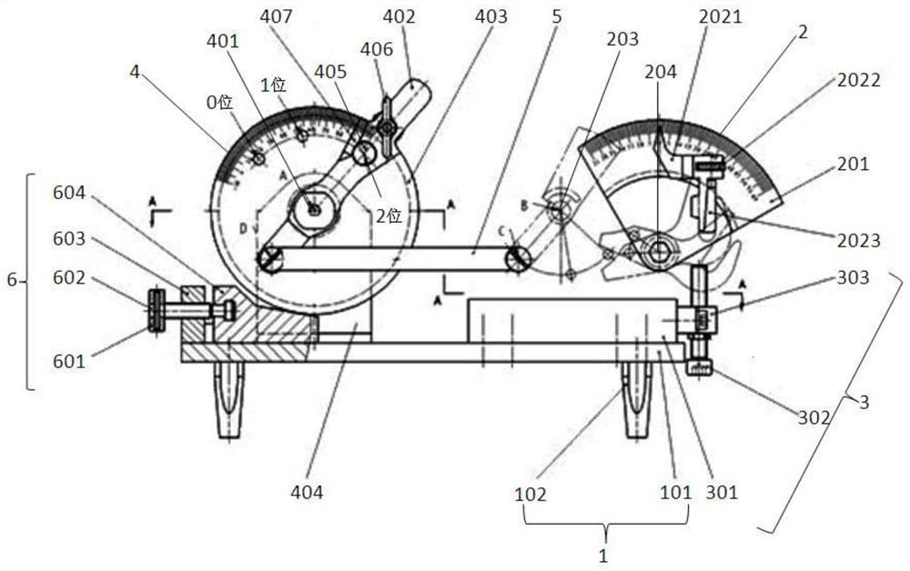 An active rod angle measuring tool and measuring method for a complex connecting rod unlocking mechanism