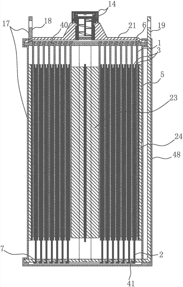 Winding type storage battery equipped with asymmetrical composite electrode plate homodromous electrode porous current collecting trays