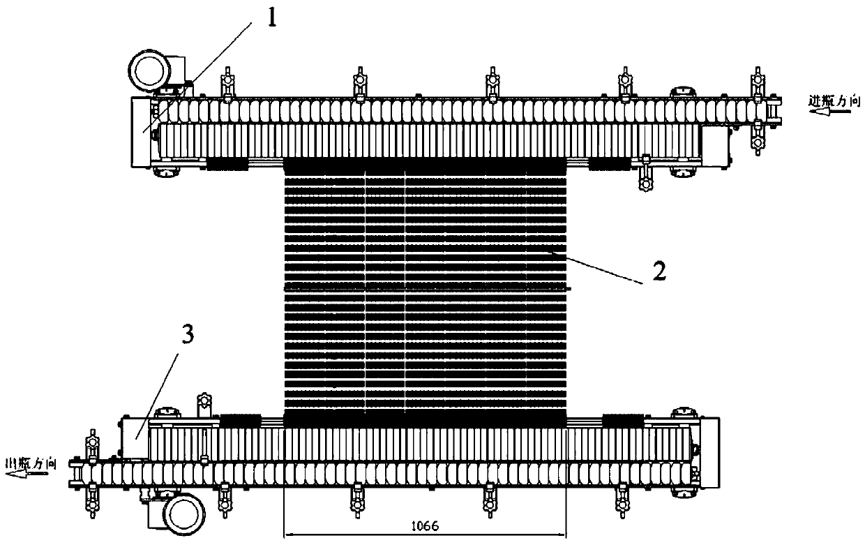 A tunnel transition conveying equipment for conveying beverage bottles