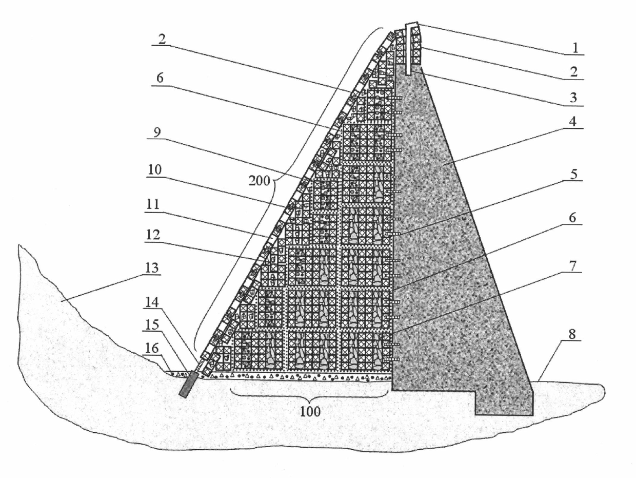 Method for preparing stone blocking dam by using waste and old rubber