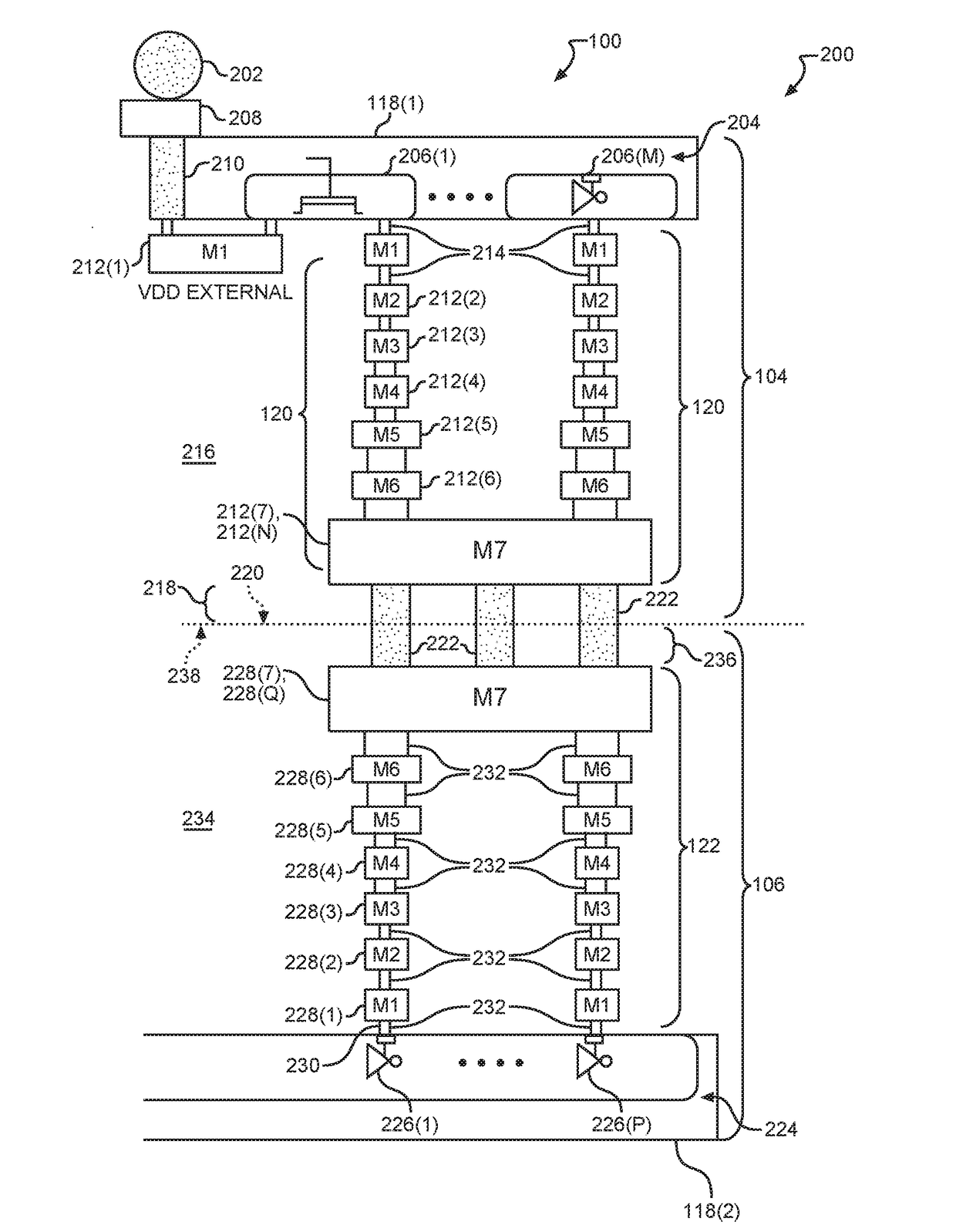 Power distribution networks for a three-dimensional (3D) integrated circuit (IC) (3DIC)