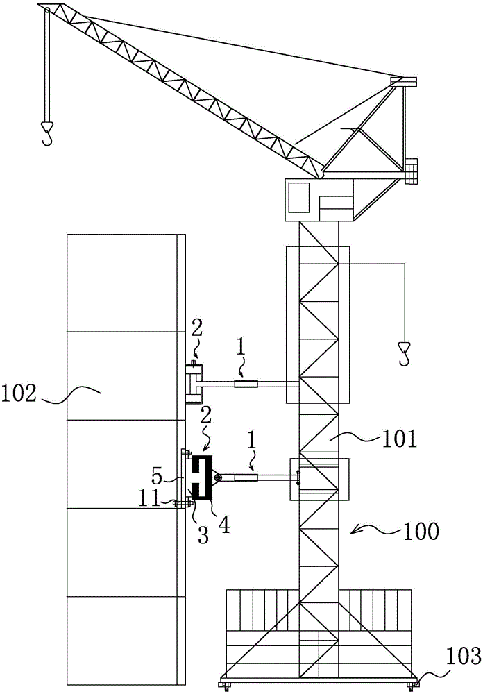 Cross beam supporting system used for tower crane