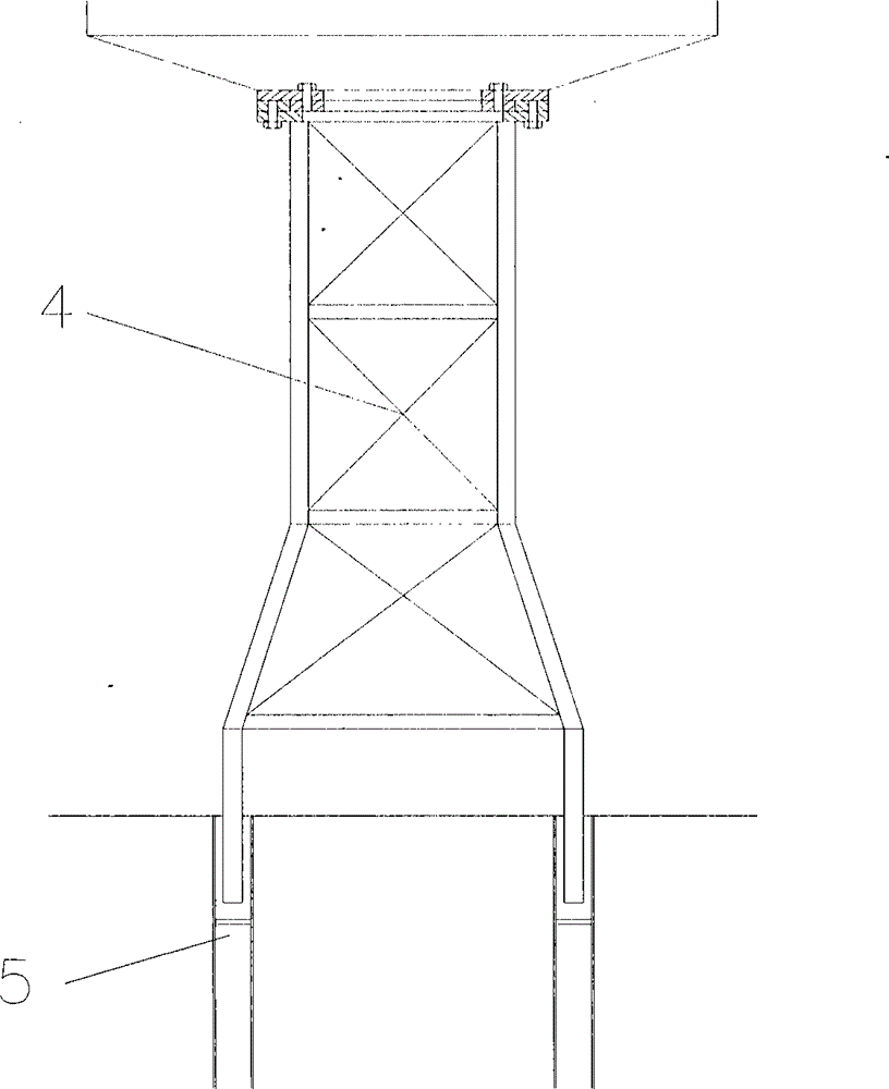 Truss type rear column structure and foundation for boarding bridge and construction method for truss type rear column structure and foundation