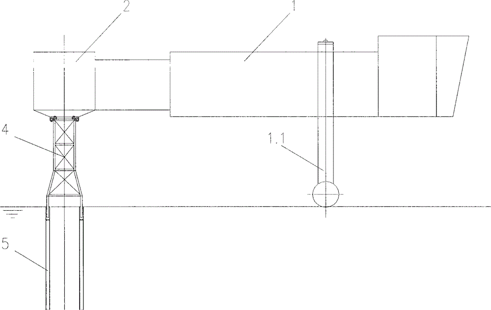 Truss type rear column structure and foundation for boarding bridge and construction method for truss type rear column structure and foundation