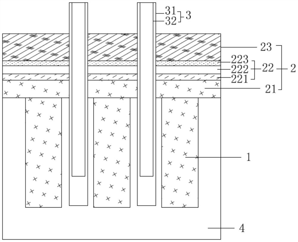 Collapsible type foundation grouting material solidification reinforcing structure