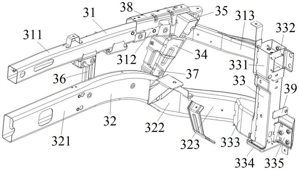 Front cabin longitudinal beam structure of off-road vehicle body