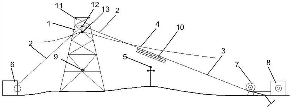 A construction method for strung wire without spanning frame without power failure