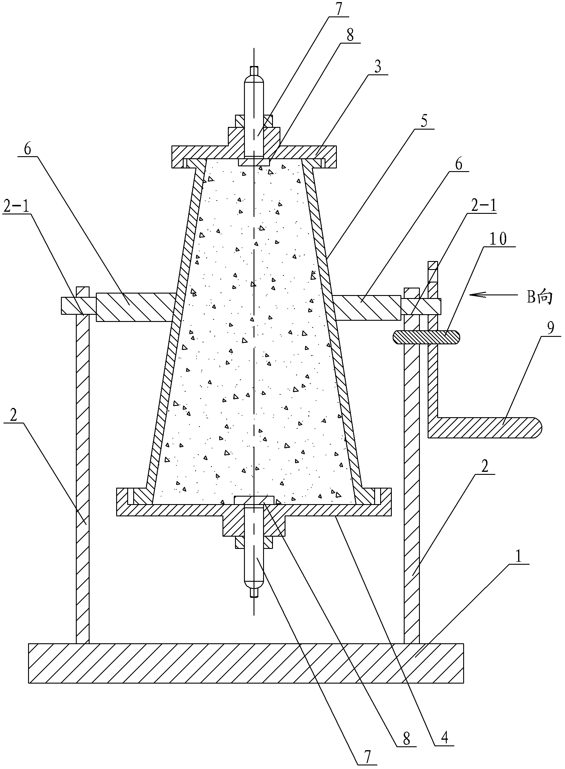 Hand-shaking type concrete self-constriction measuring device