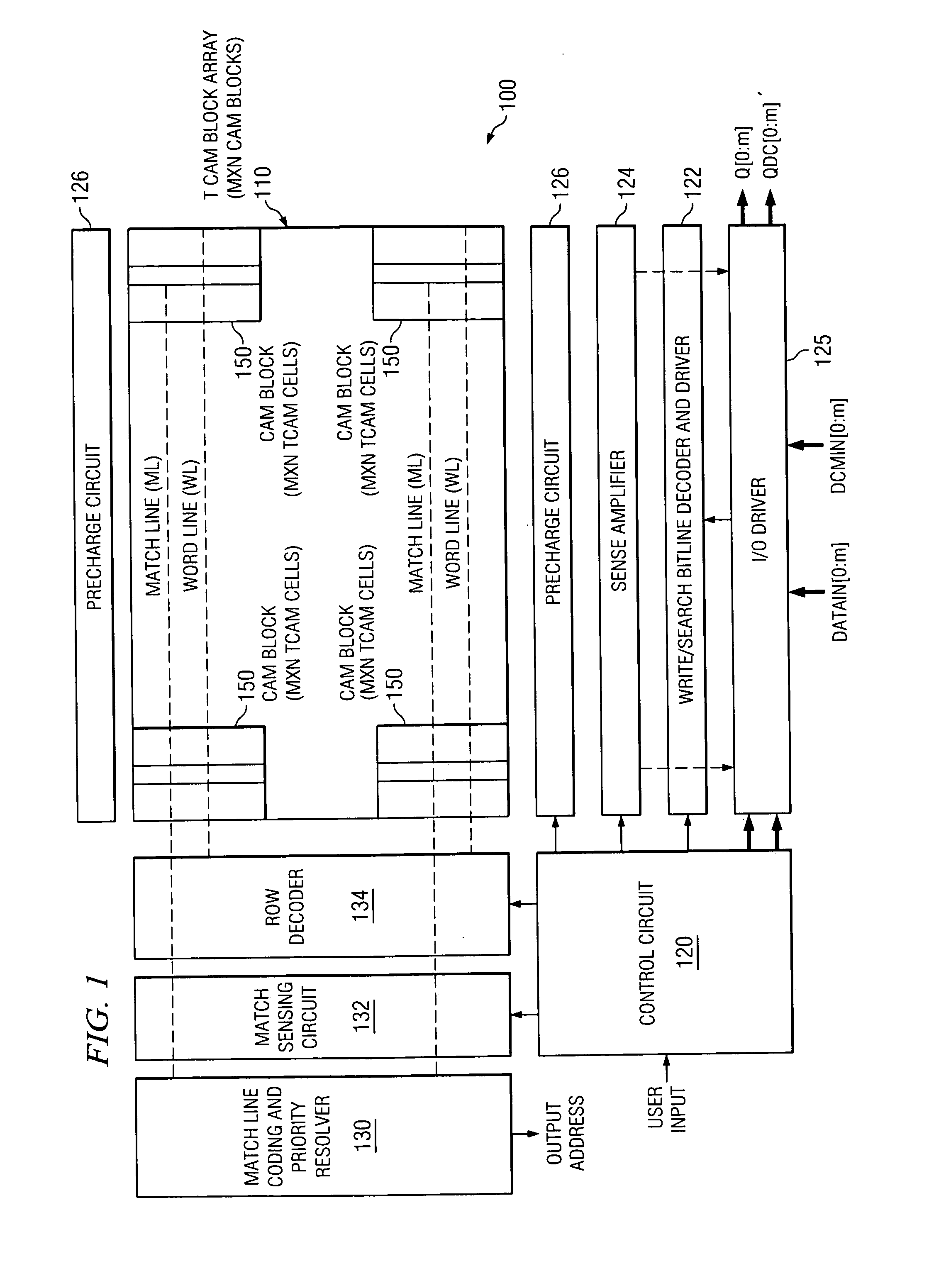 Area efficient stacked TCAM cell for fully parallel search