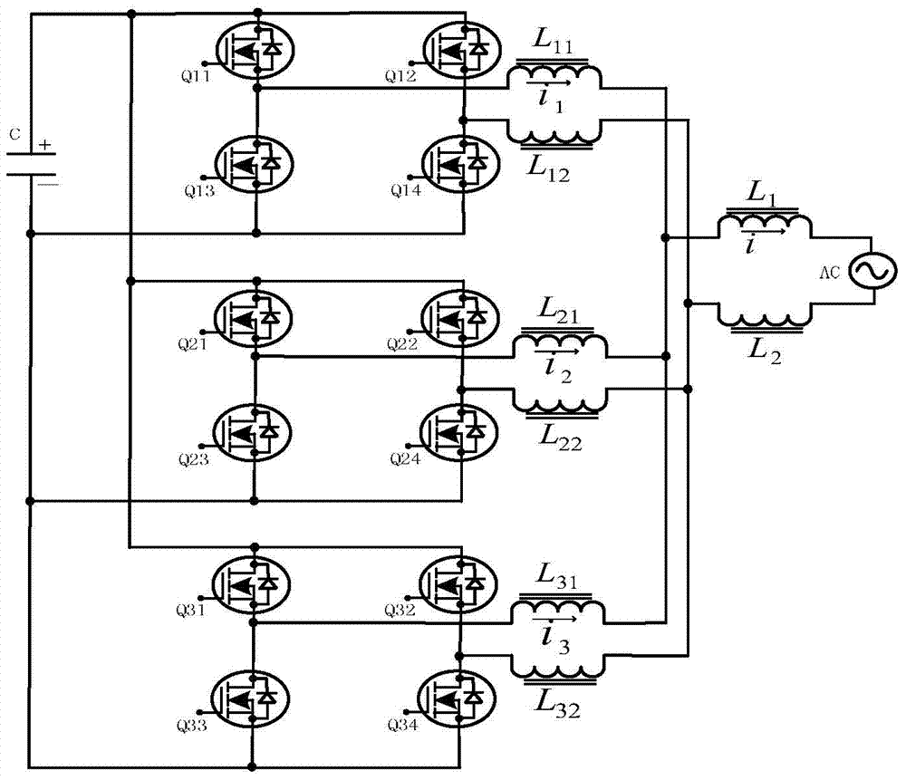Zero-current-ripple full-bridge grid-connected inverter circuit