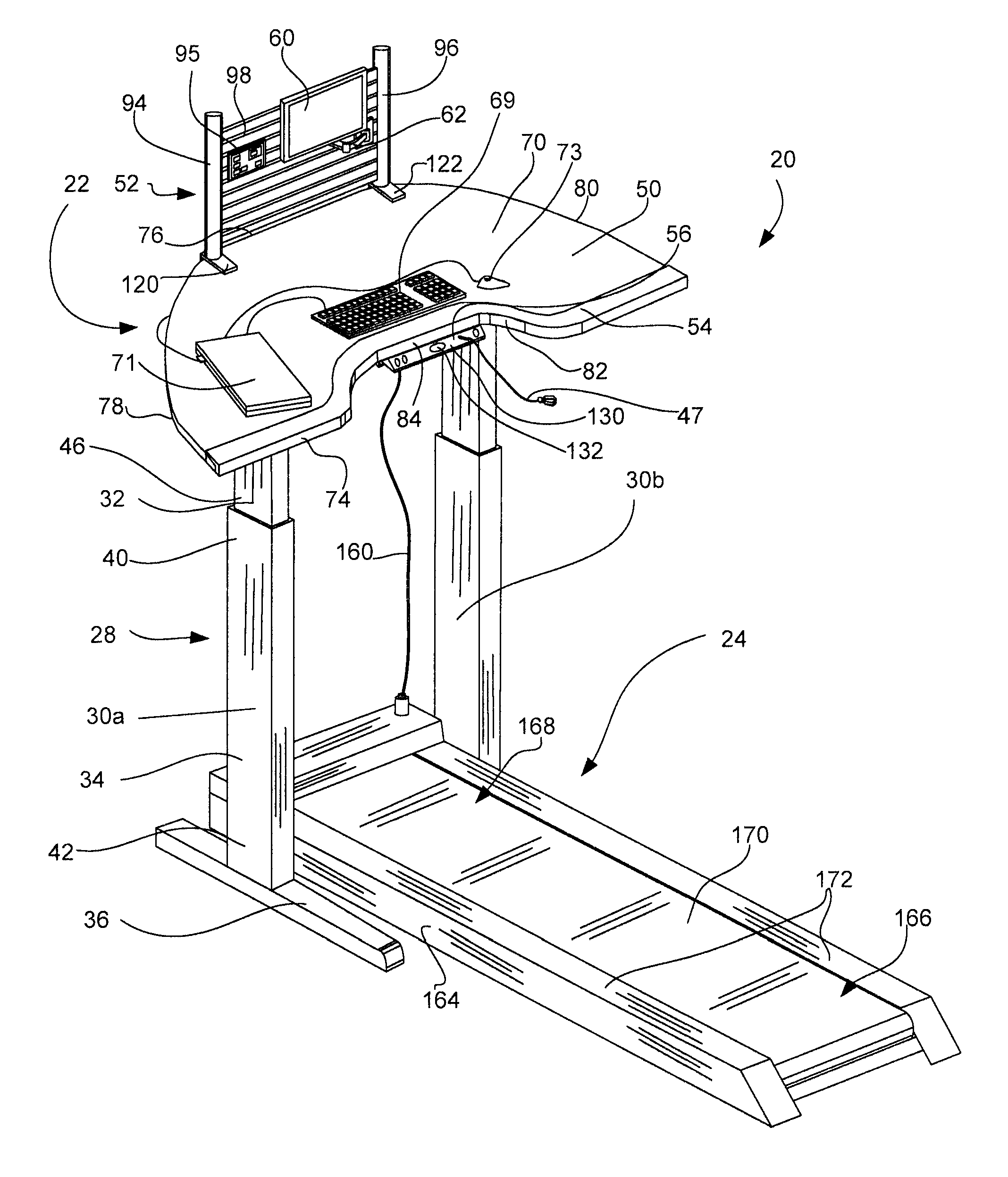 System and method for integrating exercise equipment with a worksurface assembly