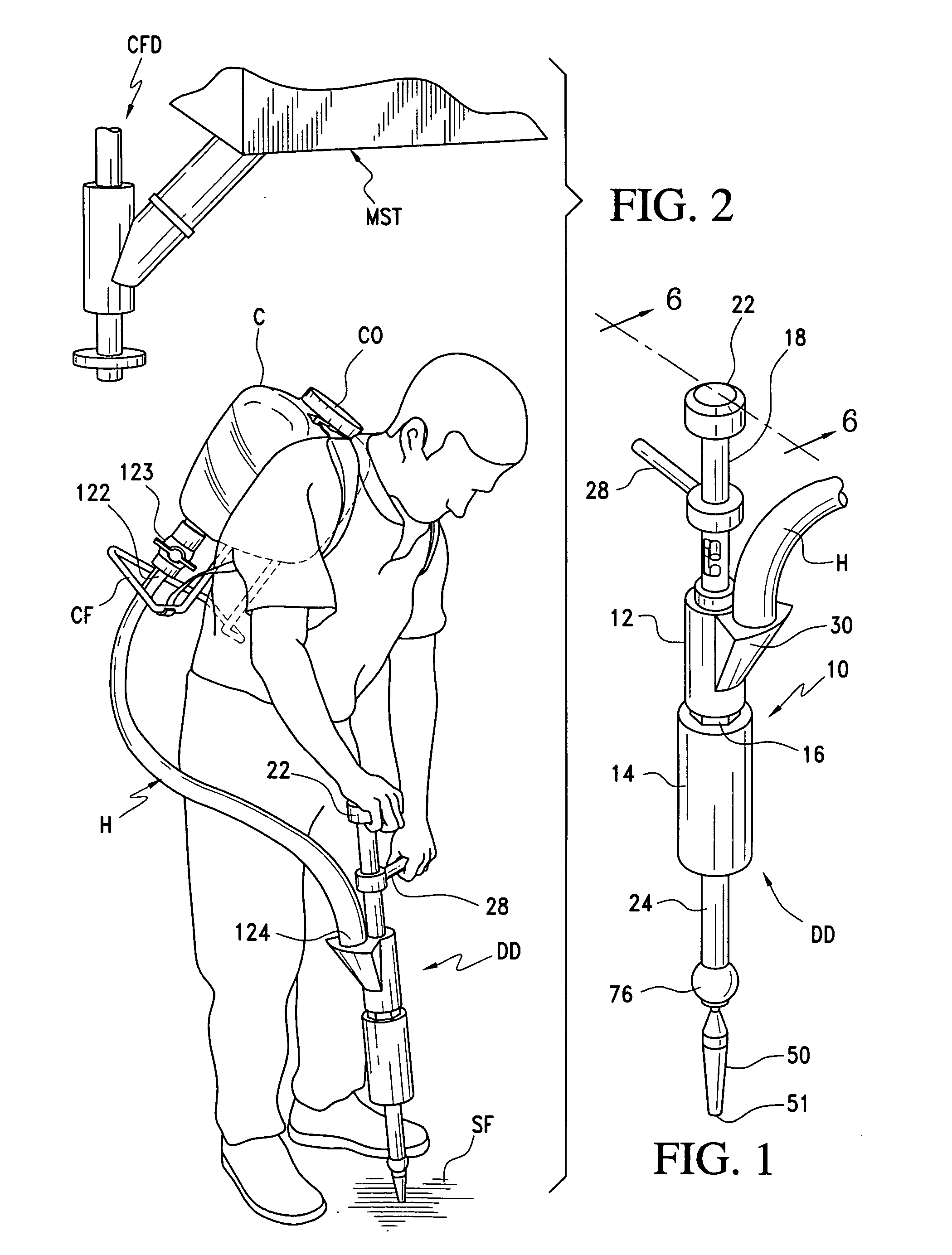 Method and device for dispensing a fertilizer, pesticide, fungicide, herbicide, insecticide, chemical, or the like material