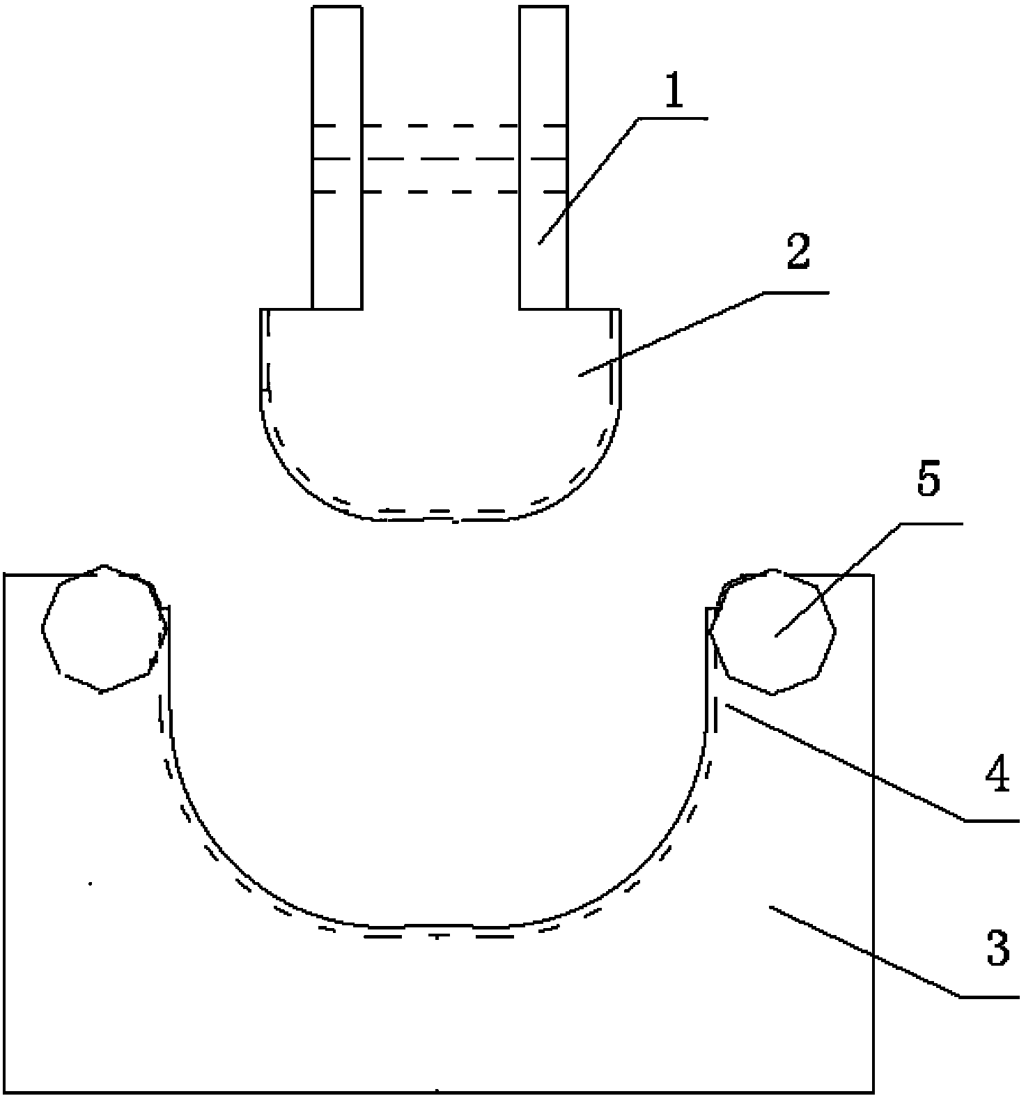 Press machine device for bending U-shaped round steel fillet hook