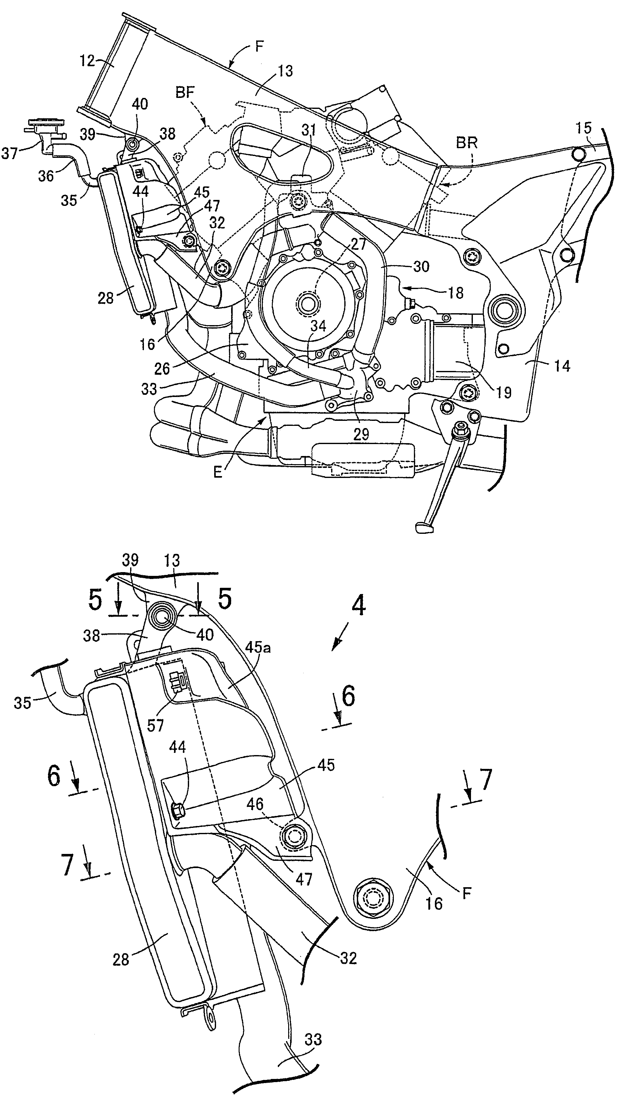 Radiator mounting structure for motorcycle