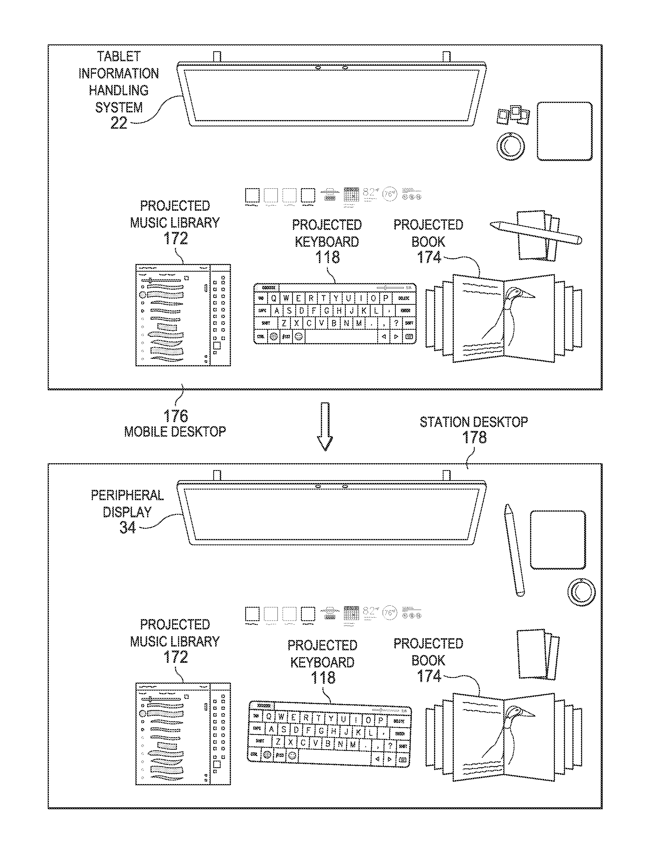 Projected Information Handling System Input Interface with Dynamic Adjustment