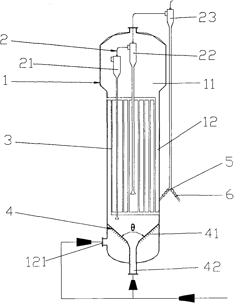 Spout type fluidized bed reactor for synthesis of organic silicon