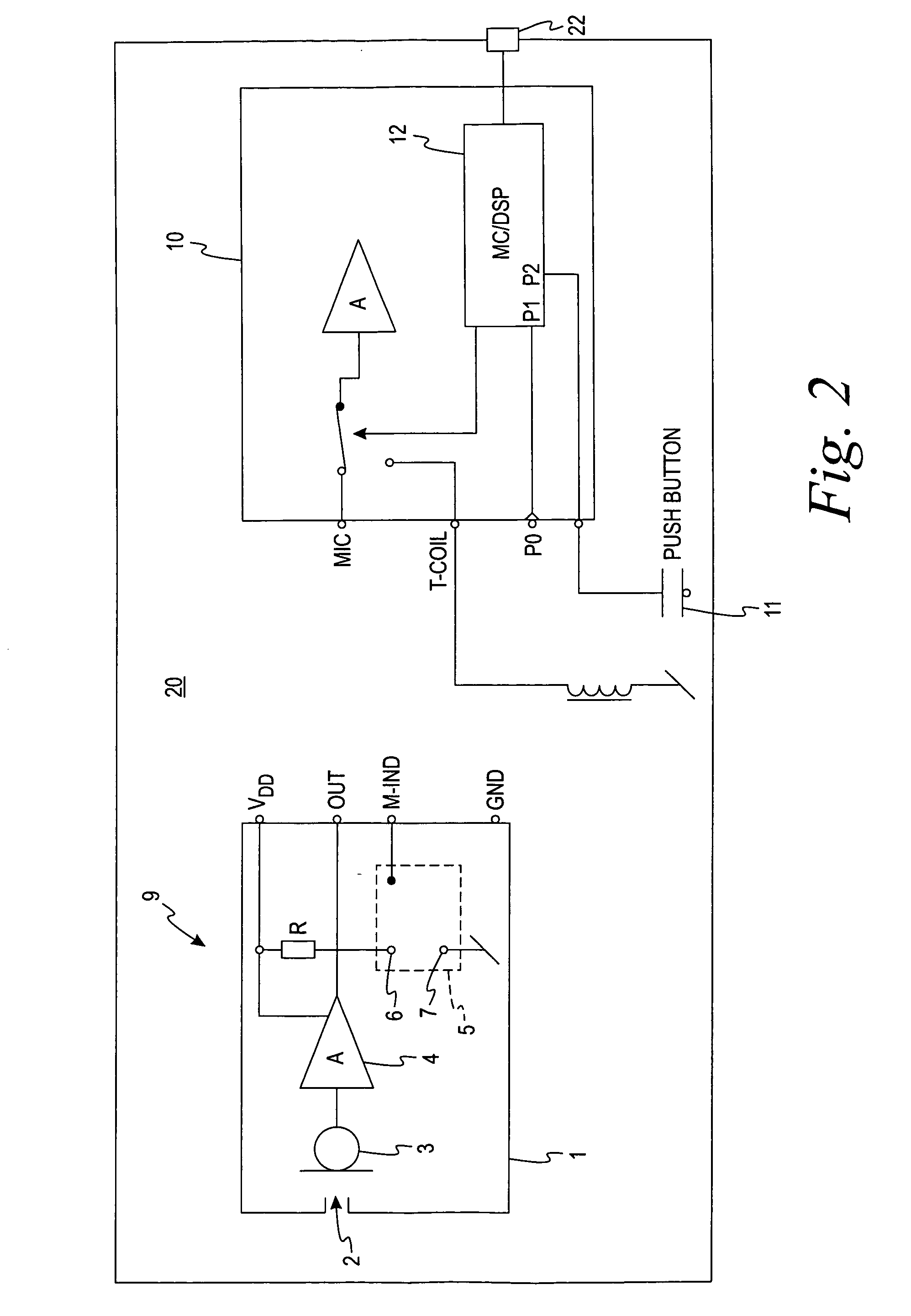 Microphone assembly comprising magnetically activatable element for signal switching and field indication