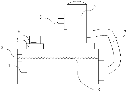 Laser cutting machine comprising front spraying and water guiding structure