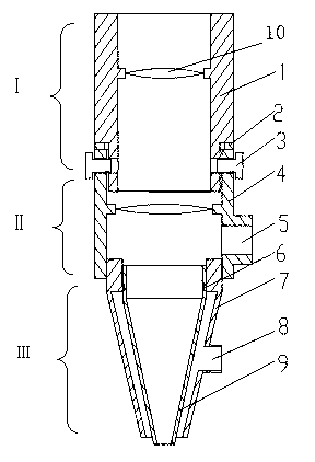 Laser cutting machine comprising front spraying and water guiding structure