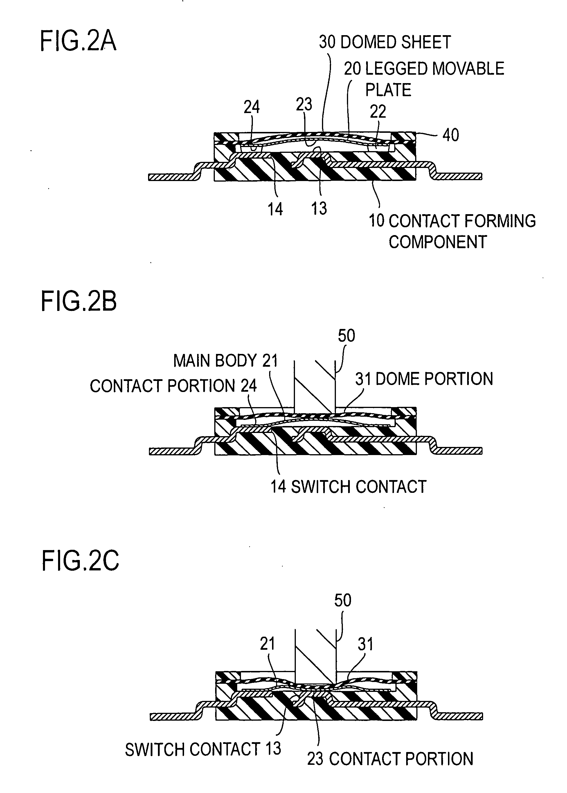Dome-Shaped Contact and Multi-Step Operation Electrical Switch Incorporating the Same