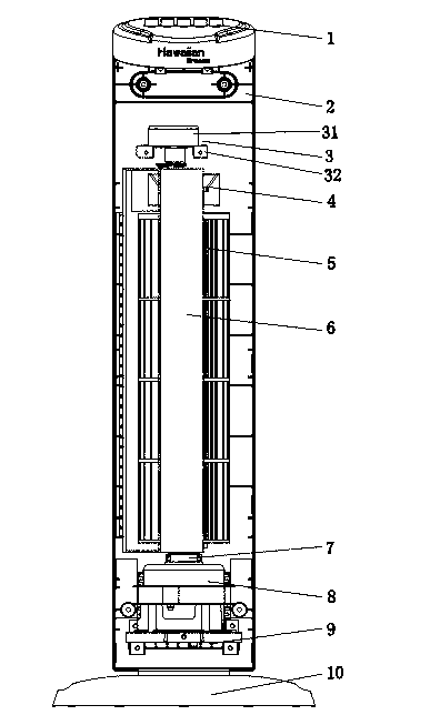 Tower fan air channel swing mechanism