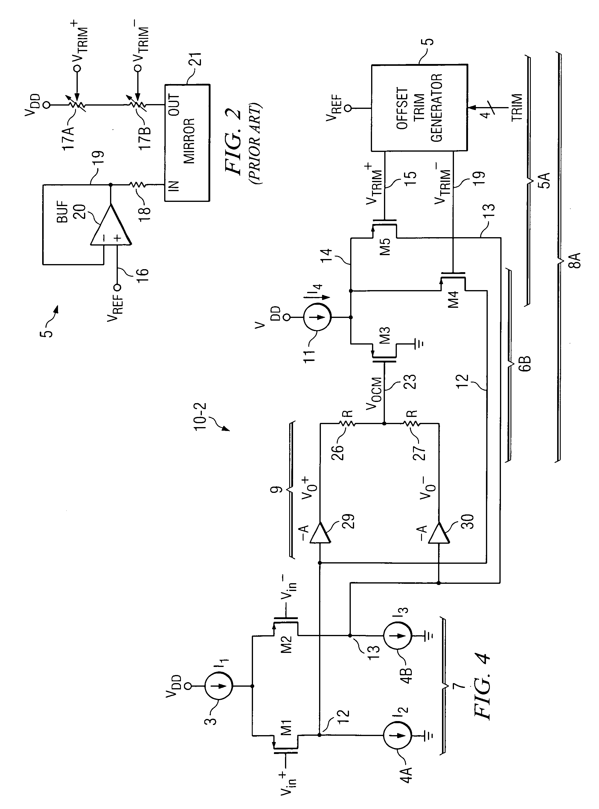 Combination trim and CMFB circuit and method for differential amplifiers