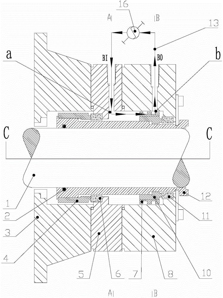 Closed mechanical-seal pump ring and shaft-seal flushing system with same