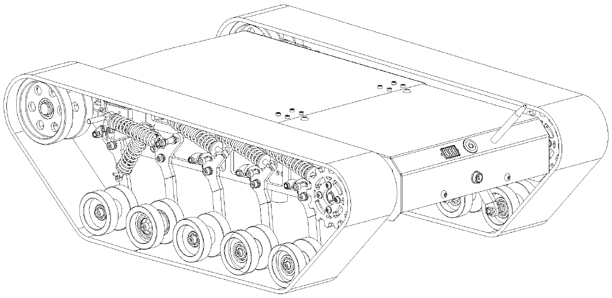 High-performance self-adaptive crawler chassis device and working method thereof