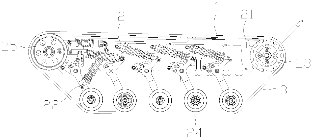 High-performance self-adaptive crawler chassis device and working method thereof