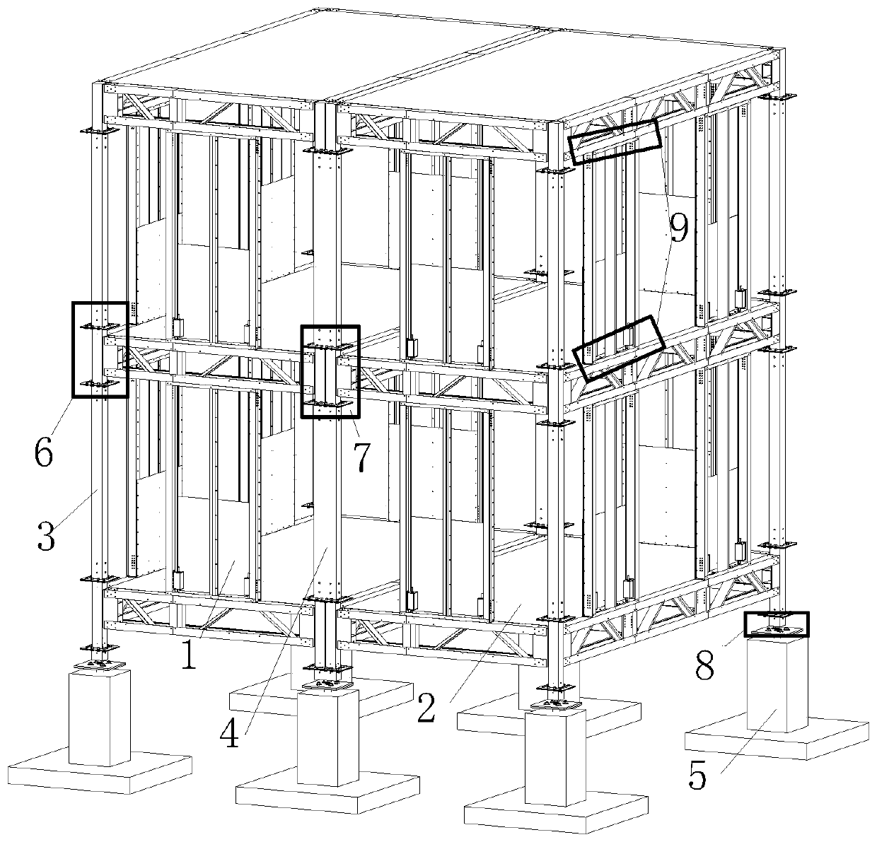 Assembly type cold-formed steel wall-plate-column damping structure system with U-shaped mild steel damper