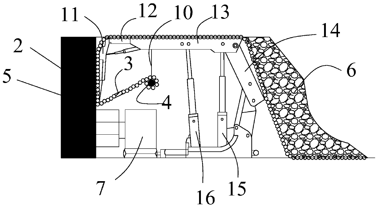 Guide-rail type soft coal seam working face steel wire mesh conveying device and using method thereof