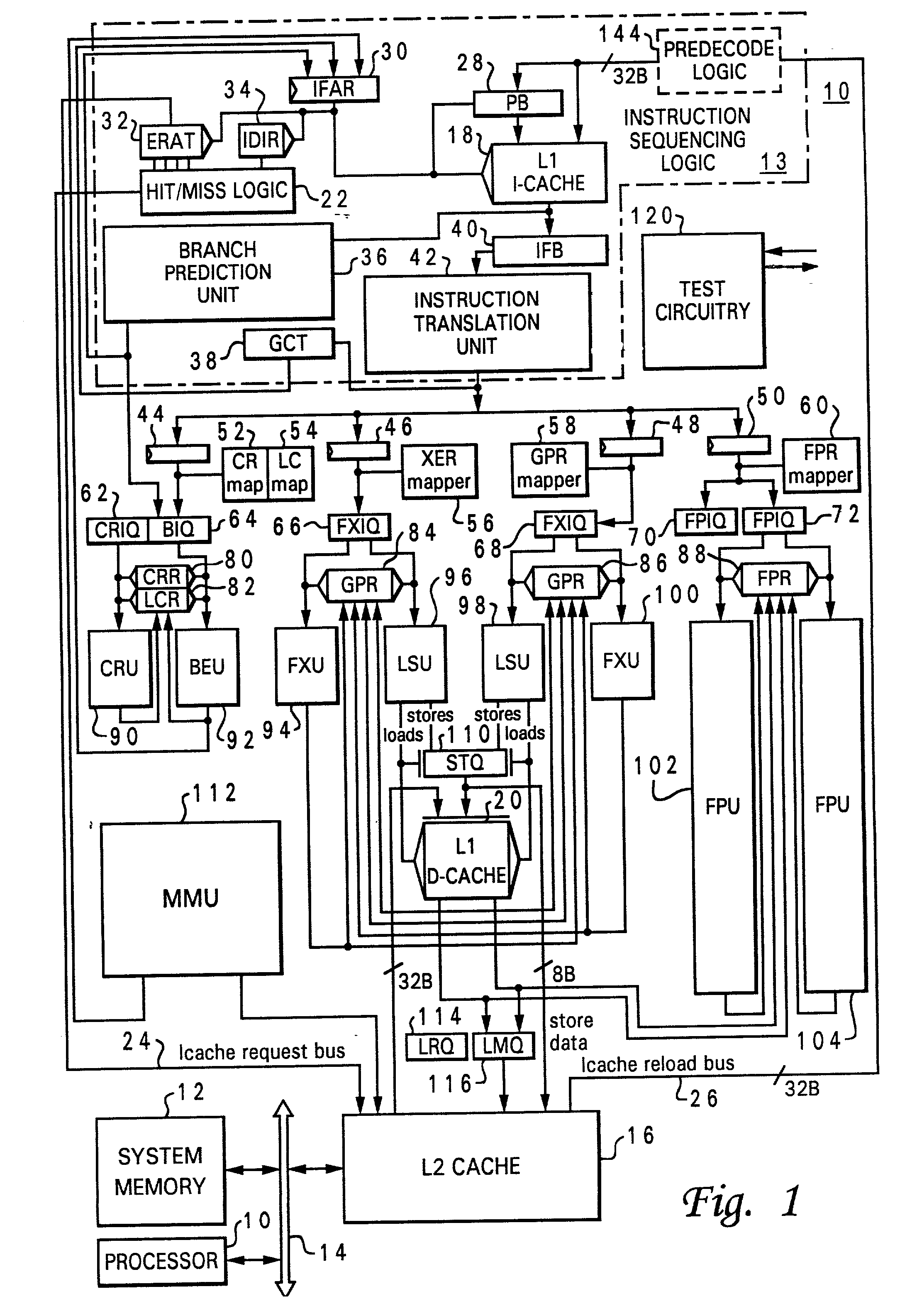 Processor and method of testing a processor for hardware faults utilizing a pipeline interlocking test instruction