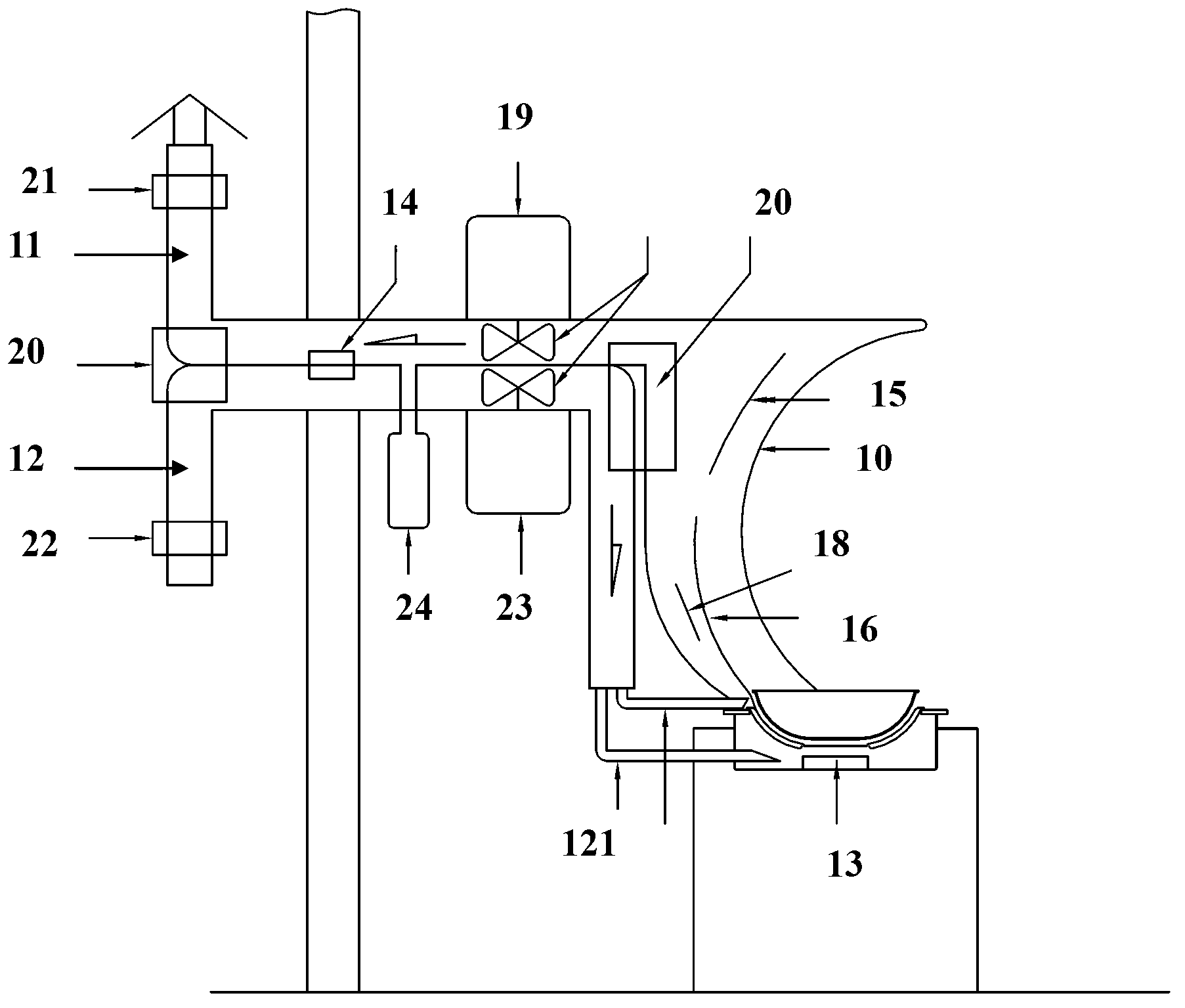 Low-noise oil smoke extracting device capable of balancing air flow and oil stain cleaning method