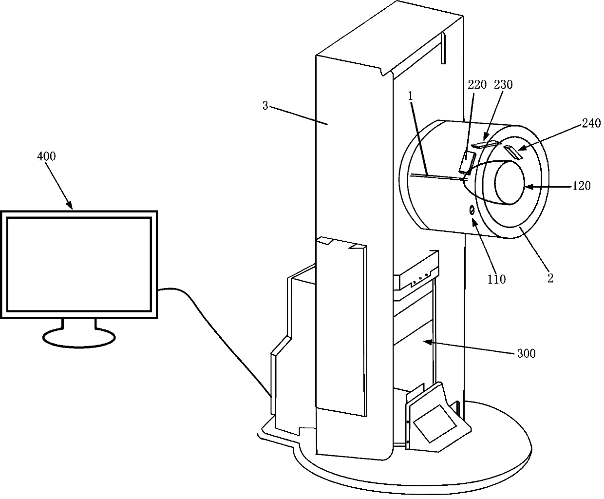 Breast imaging device and method based on adjustable LED and dynamic SiPM