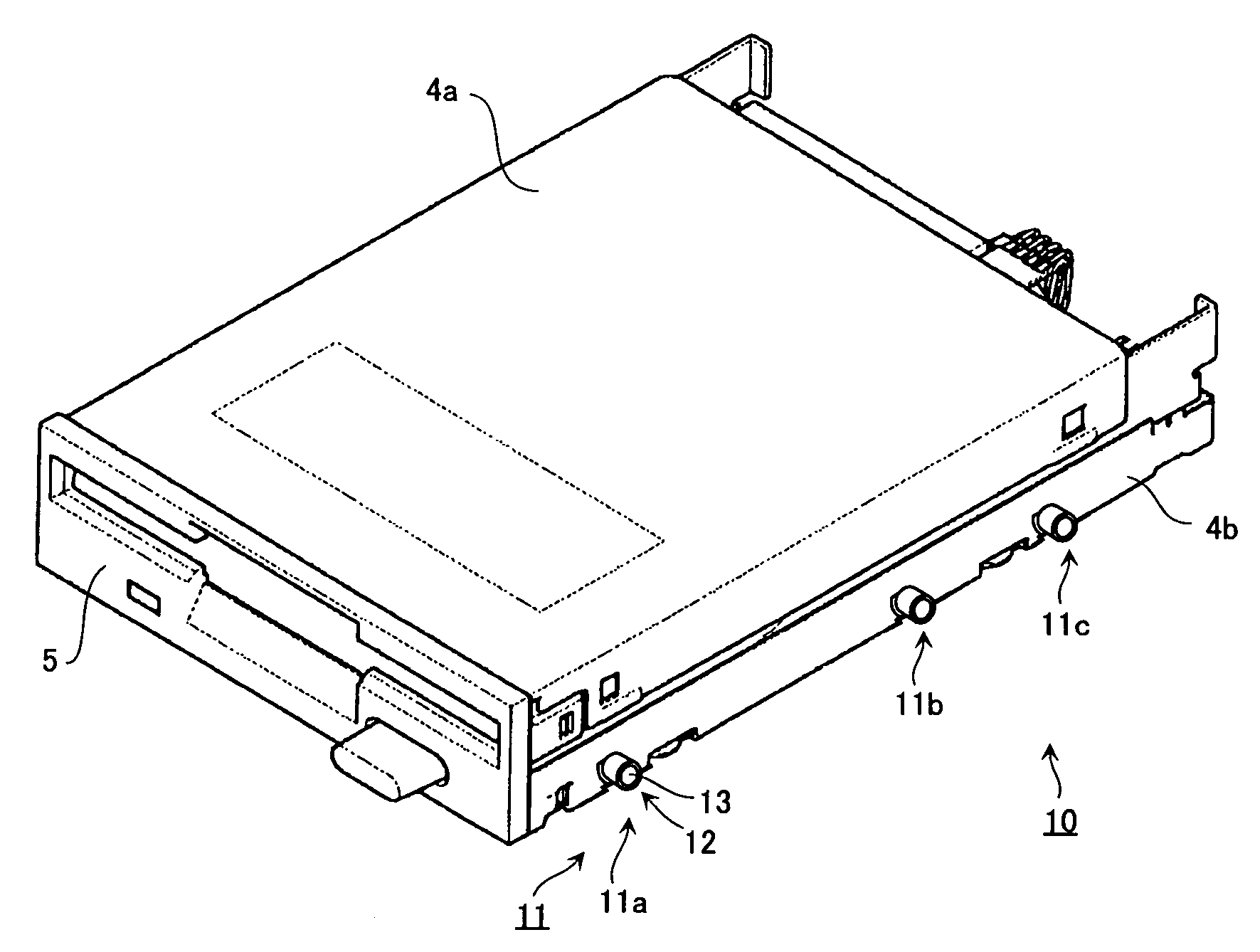 Disk drive device and installation mechanism for disk drive device