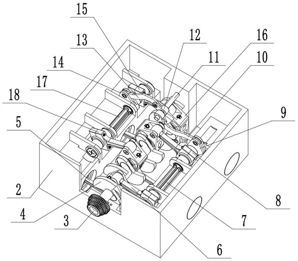 A four-cylinder horizontally opposed engine with variable compression ratio