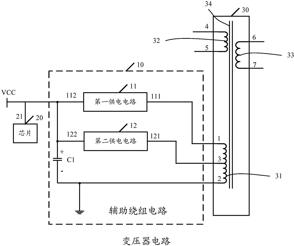 Transformer circuit and method for lowering no-load power consumption