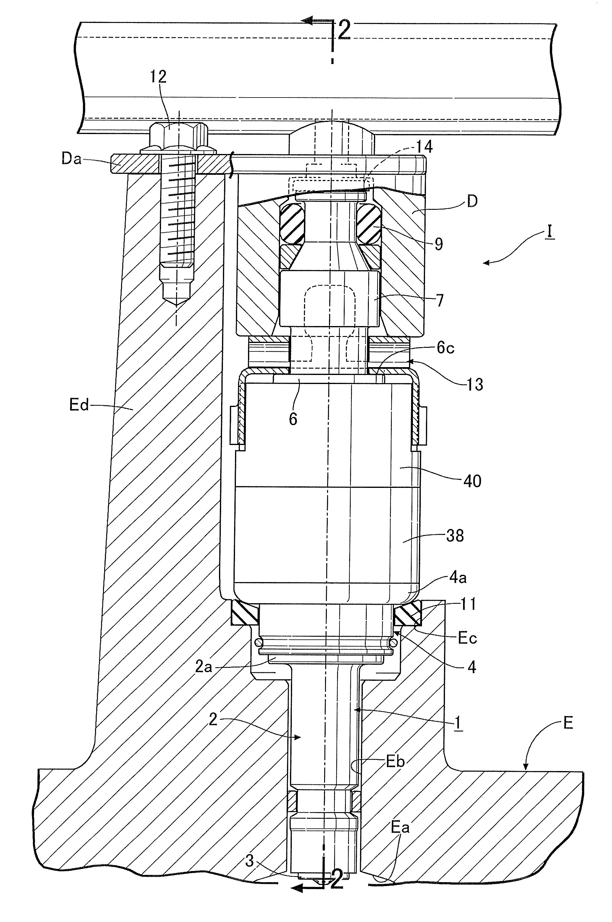 Support structure of direct fuel injection valve