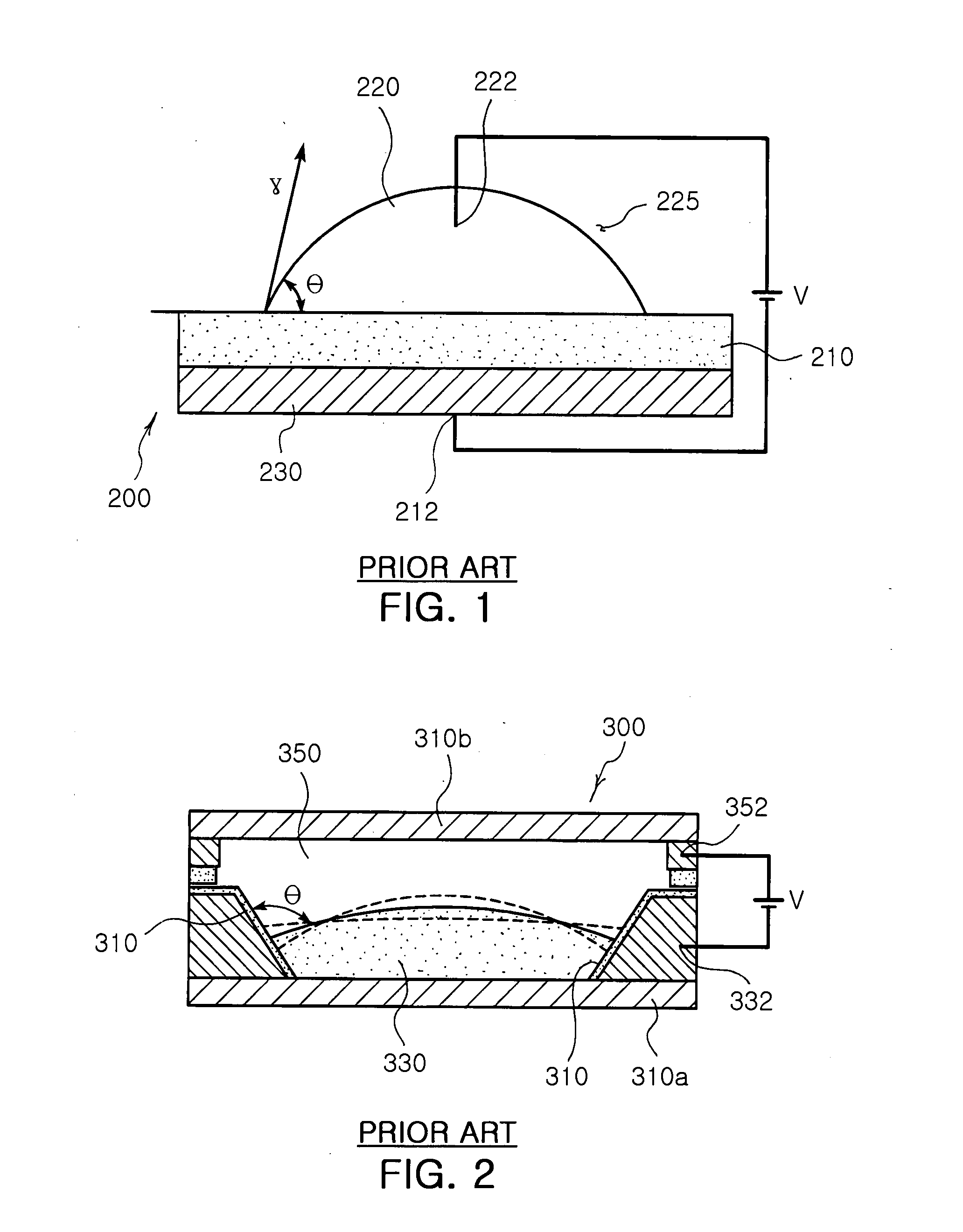 Liquid lens with curved contact surface