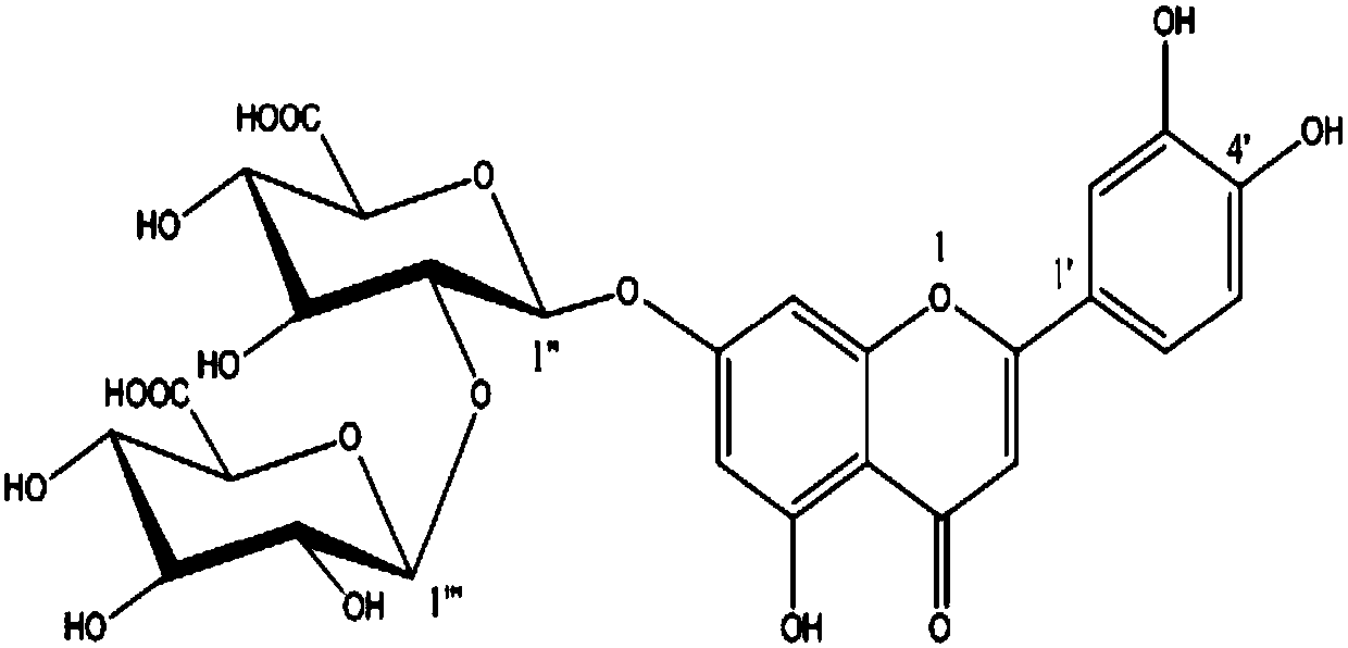 Luteolin-7-diglucuronide and application of composition of luteolin-7-diglucuronide and doxepin in preparation of drug for treating depression