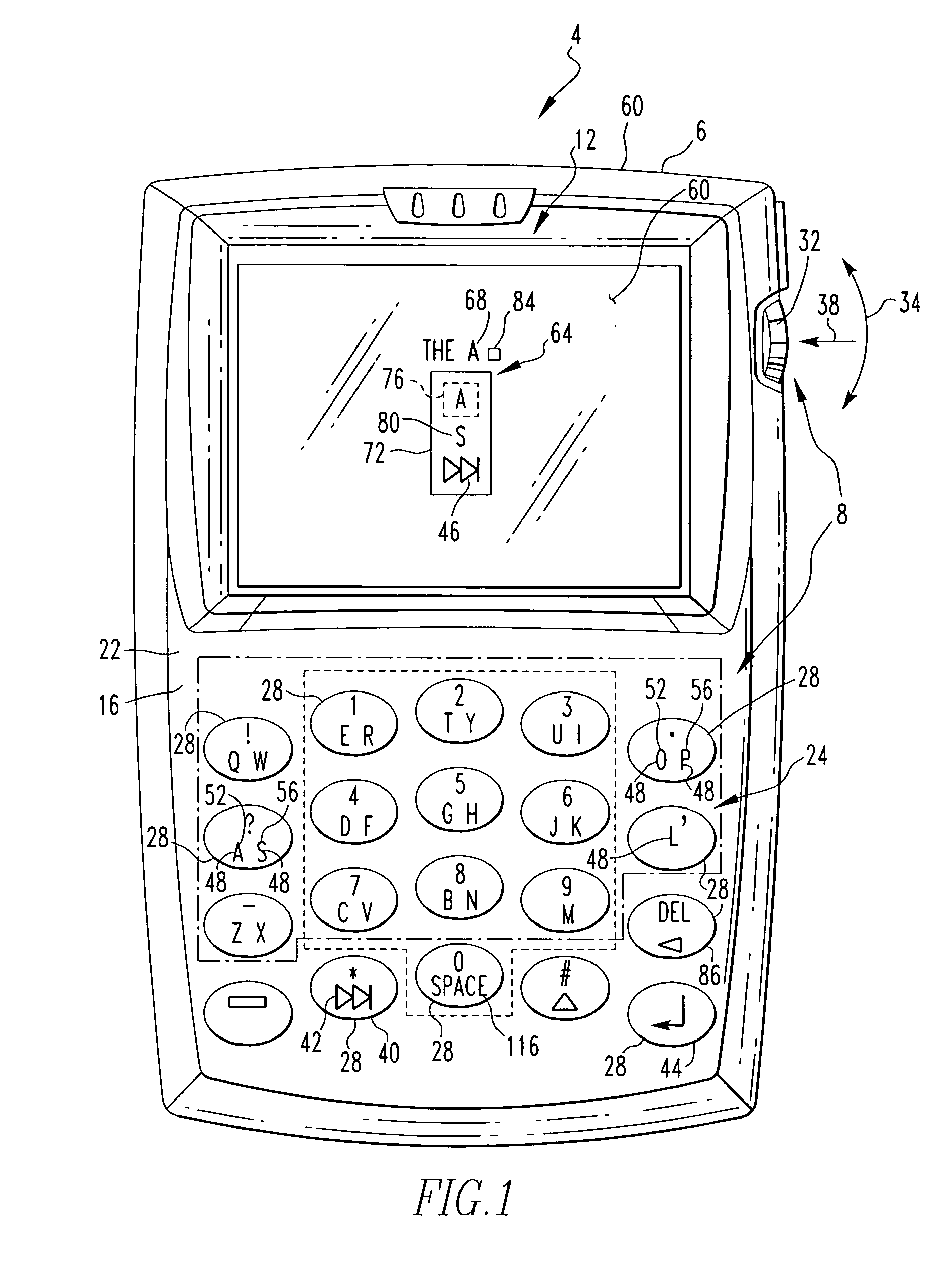 Handheld electronic device with text disambiguation