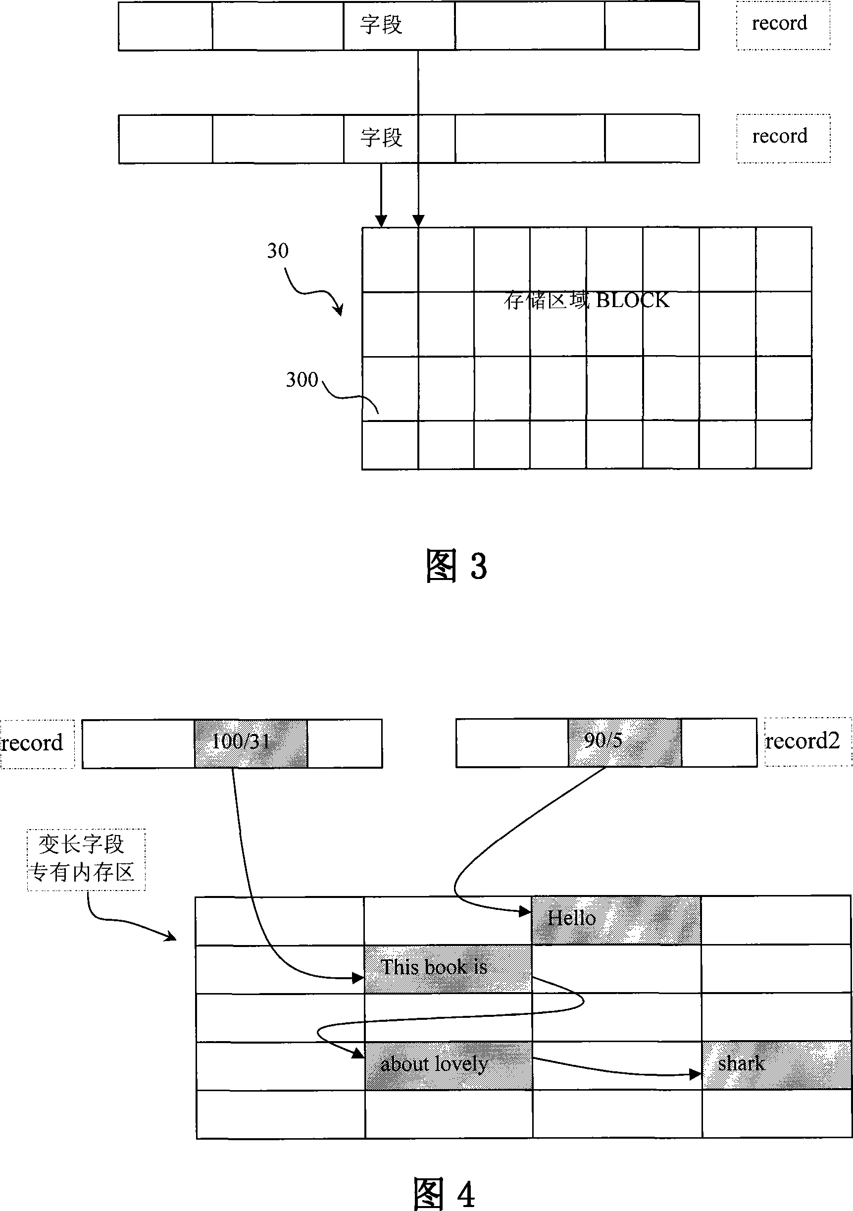 Method and device for storing length-various field of embedded database